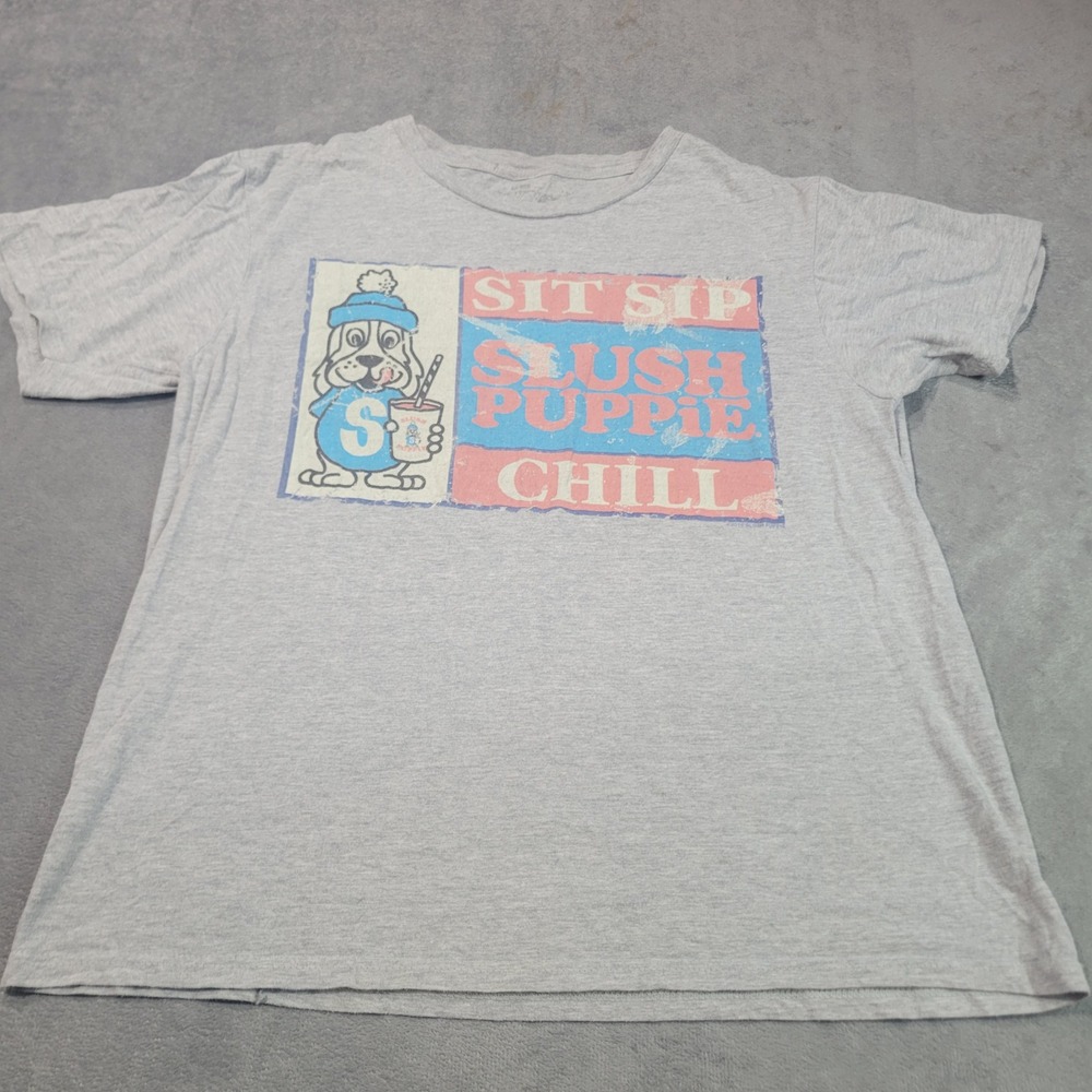 Savvy Slush Puppie T Shirt Mens Large Gray Sit Chill Retro Graphic Tee 90s Style